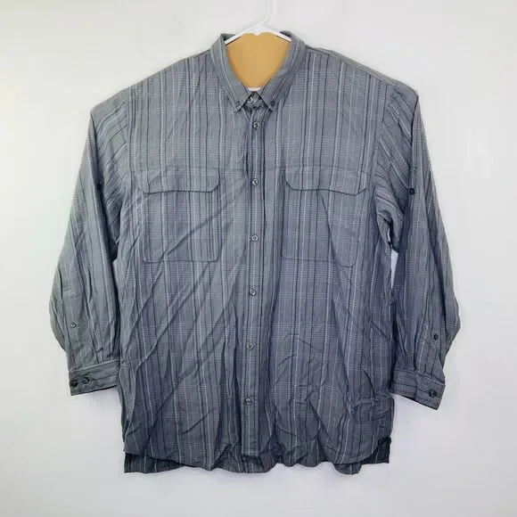 The North Face Men's XXL Shirt Gray Plaid Button Up Fishing Long Sleeve AT13 - Picture 1 of 6